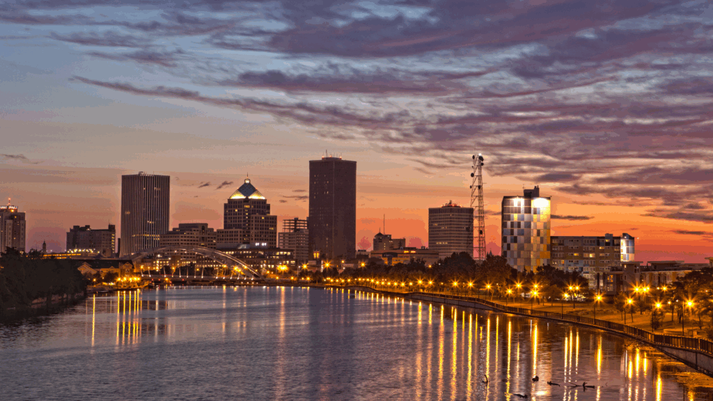Rochester, NY city view representing telehealth psychiatry services in Rochester